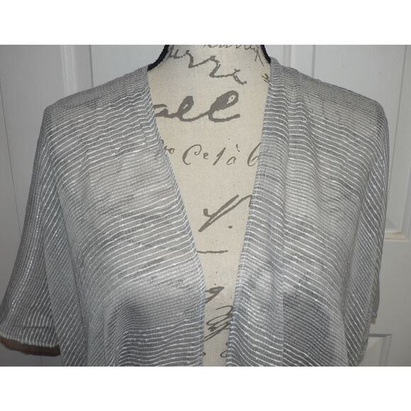 Sole Society Womens Open Front Striped Ruana in Grey Shimmer Stripe One Size $40 - Picture 2 of 4